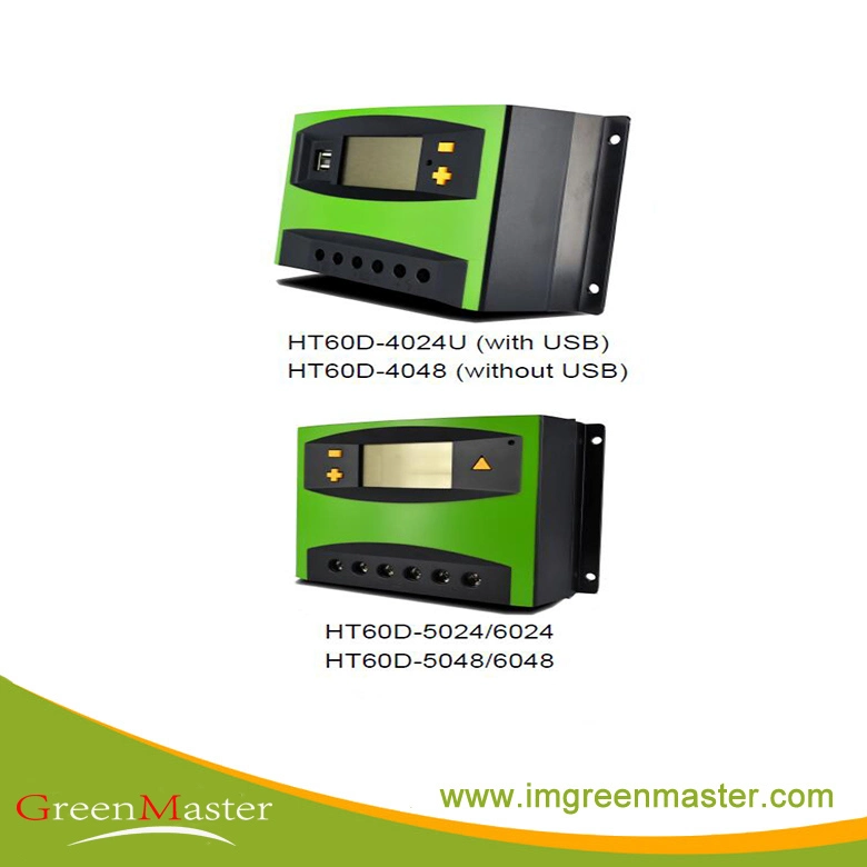 A HT60d-4048 PWM de 24VDC 12v Regulador de Voltagem Solar com compensação de temperatura