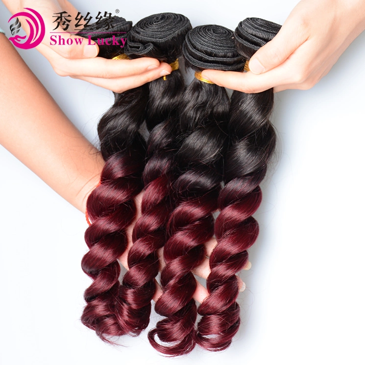 Full Cuticle Loose Wave Mongolian Ombre #1b/99j Raw Virgin Human Hair Product