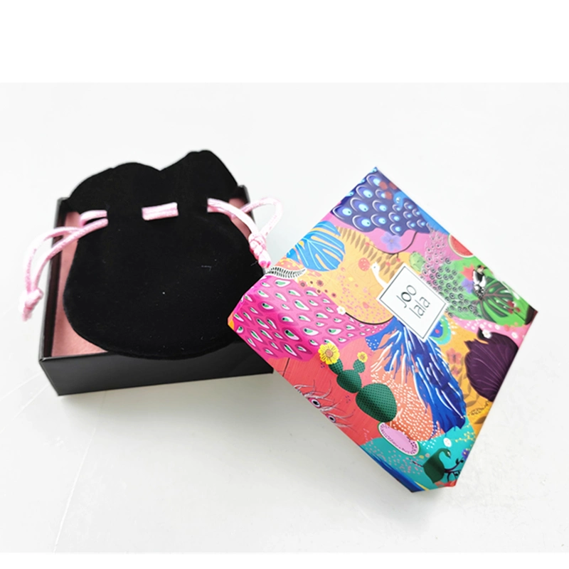 Wholesale Custom Printing Paper Foam Velvet Insert Jewelry Packing Box with Bag