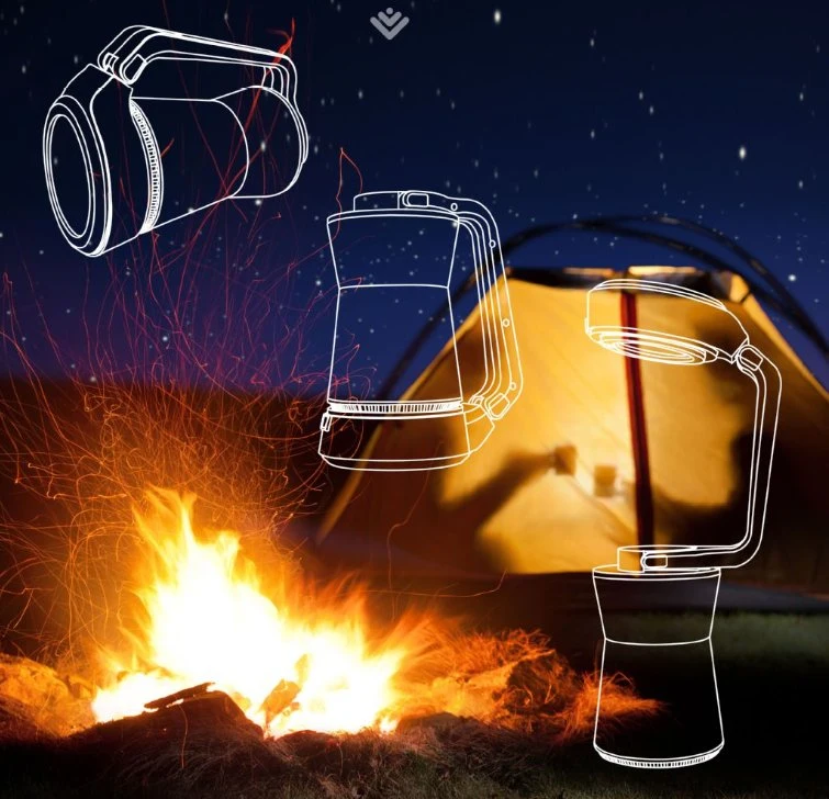 250 Lumen Portable 3 in 1 Outdoor Camping LED Lantern Emergency Warning Decorative LED Camping Lamp Foldable Design LED Camping Light