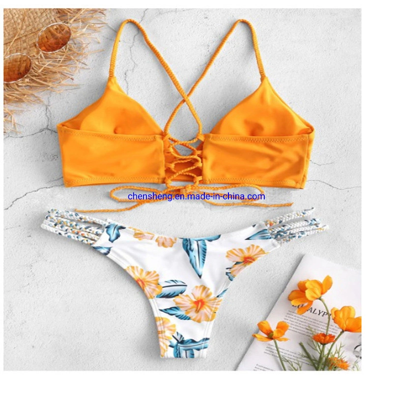 Hand-Knitted Sexy Mature Bikini Sets Cut Flowers Two Piece Swimsuit Push UPS for Fat Women Swimwear Beachwear