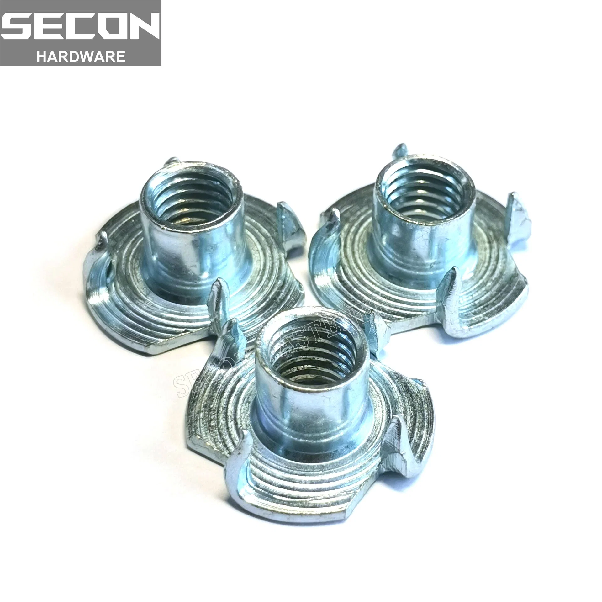 China Export Factory Galvanized DIN 1624 Carbon Steel Zinc Plated M4 M5 M6 M8 M10 Furniture Pronge Tee Nuts