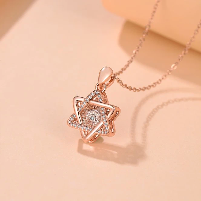 Intersecting Triangle Diamond Pendant Necklace Decoration for Wedding Party Festival Christmas Carnival