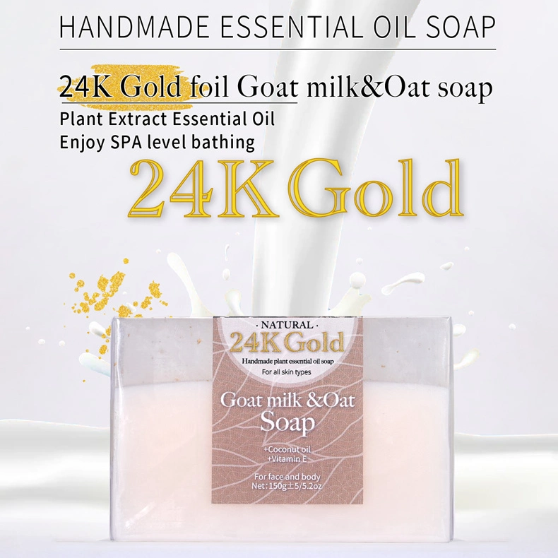 Beauty Cosmetics Skin Care Natural Exfoliating 24K Gold Foil Goat Milk Oat Soap