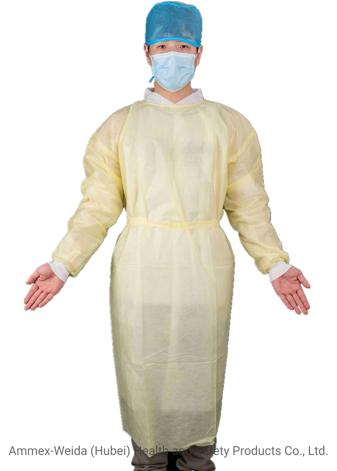 Disposable Good Protective Isolation Gown with Knitted Wrist by SMS Material for Prevent Bacterial and Splash