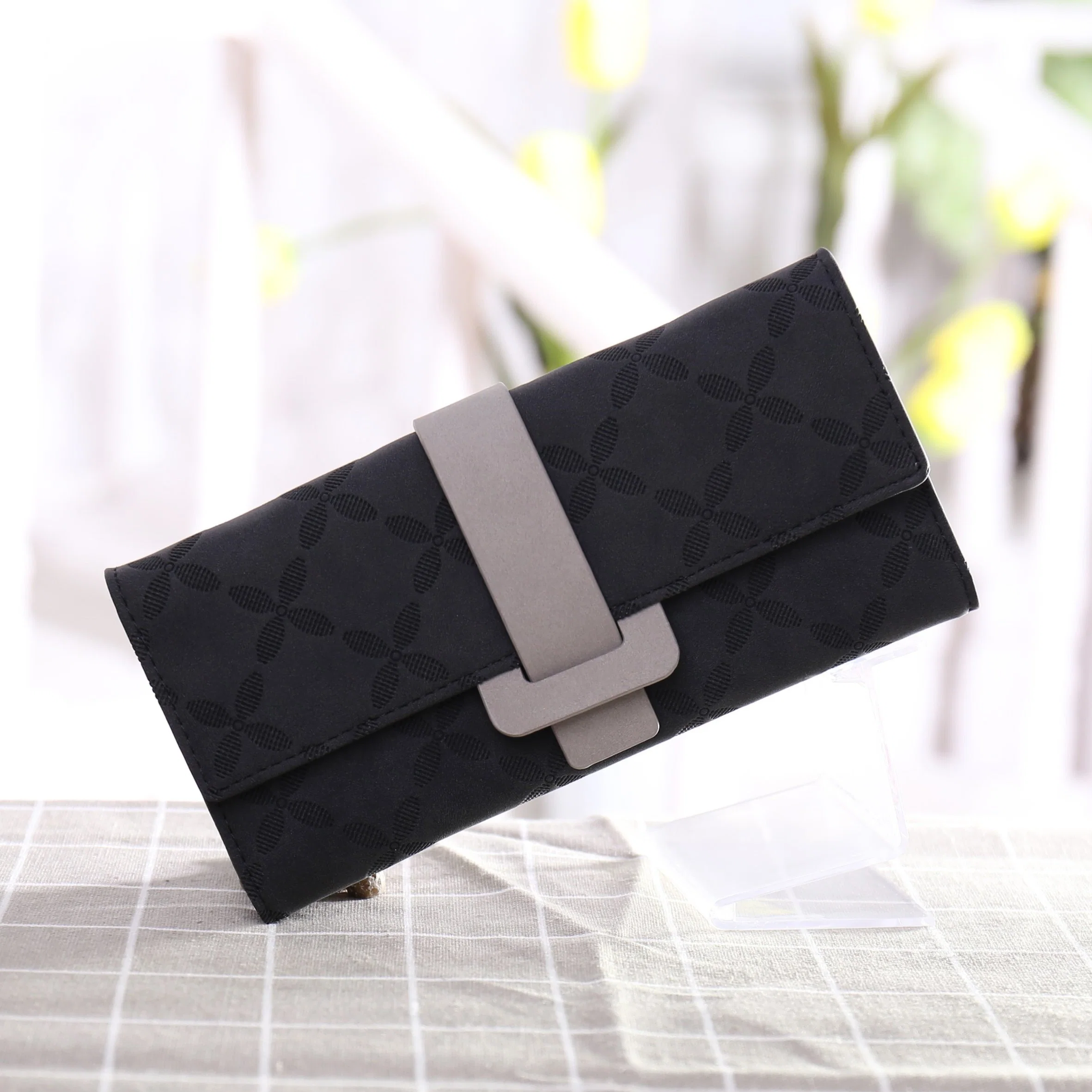 Practical Three Folded Big Capacity Embossed Pattern PU Lady Wholesale/Supplier Wallet