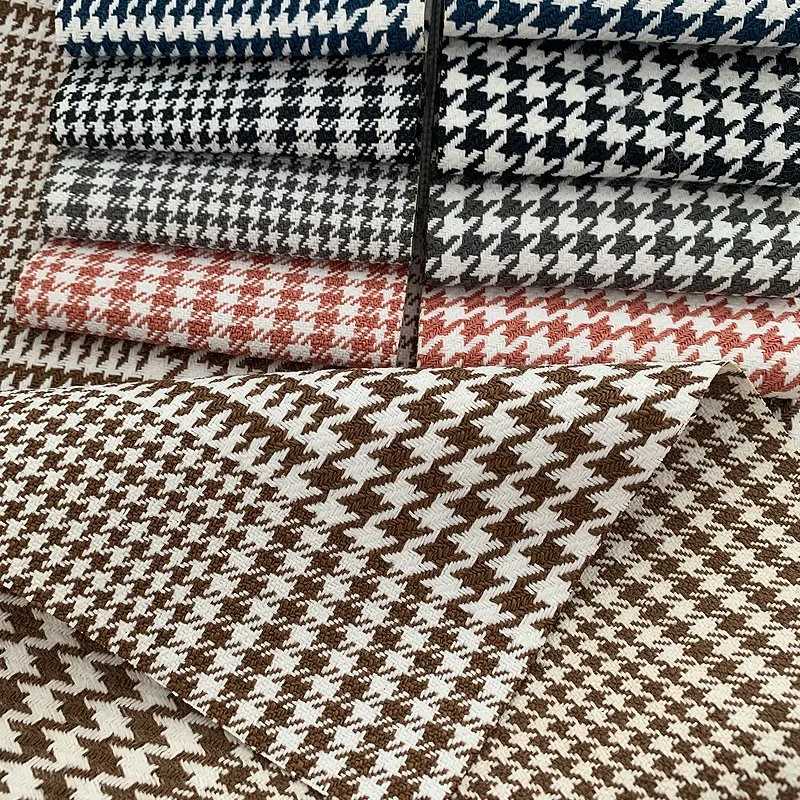 Polyester Houndstooth Home Textile Custom Designer Pattern Fabric for Sofa Upholstery Set