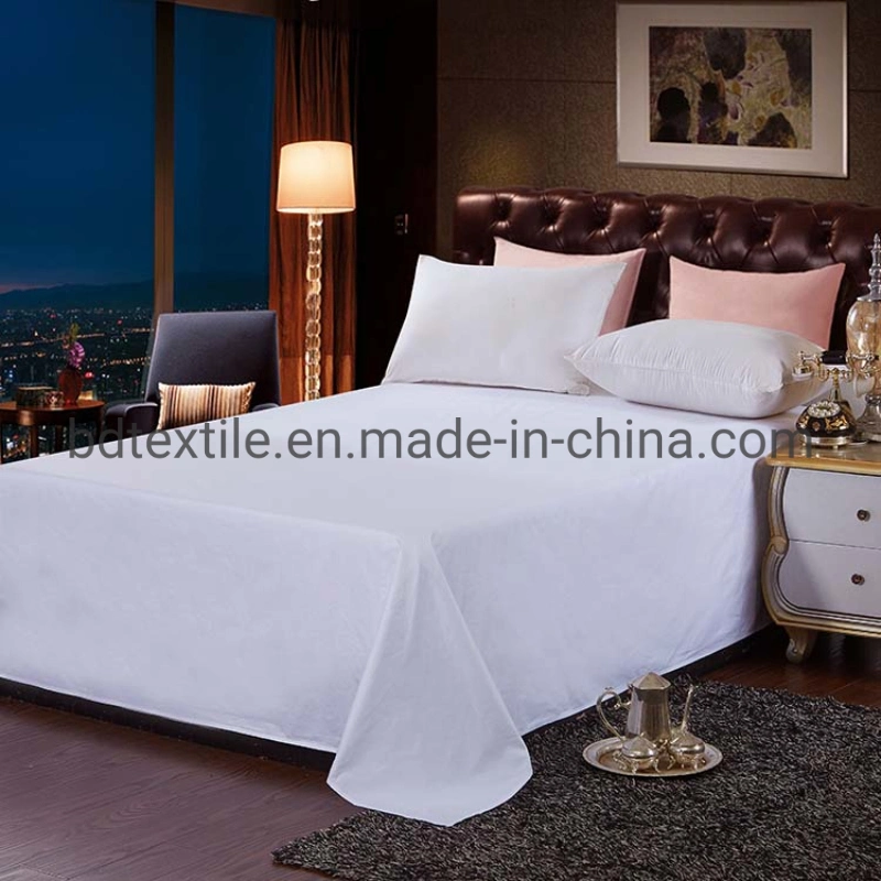 300tc Sateen Mercerized Bleached Cotton Hotel Bed Sheet Fabric