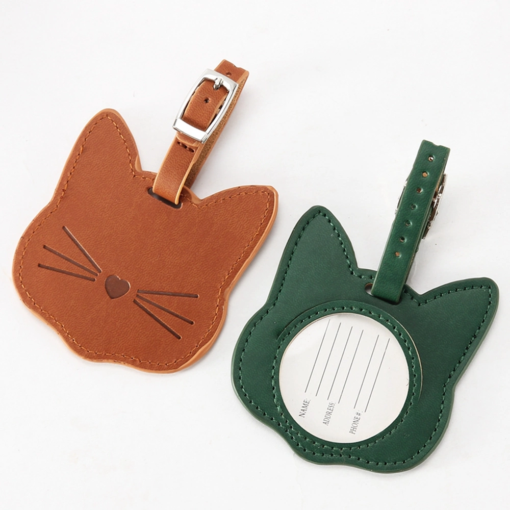 New Fashion Hipster Cat Head Aircraft Leather PU Luggage Tag Suitcase Tag Boarding Pass