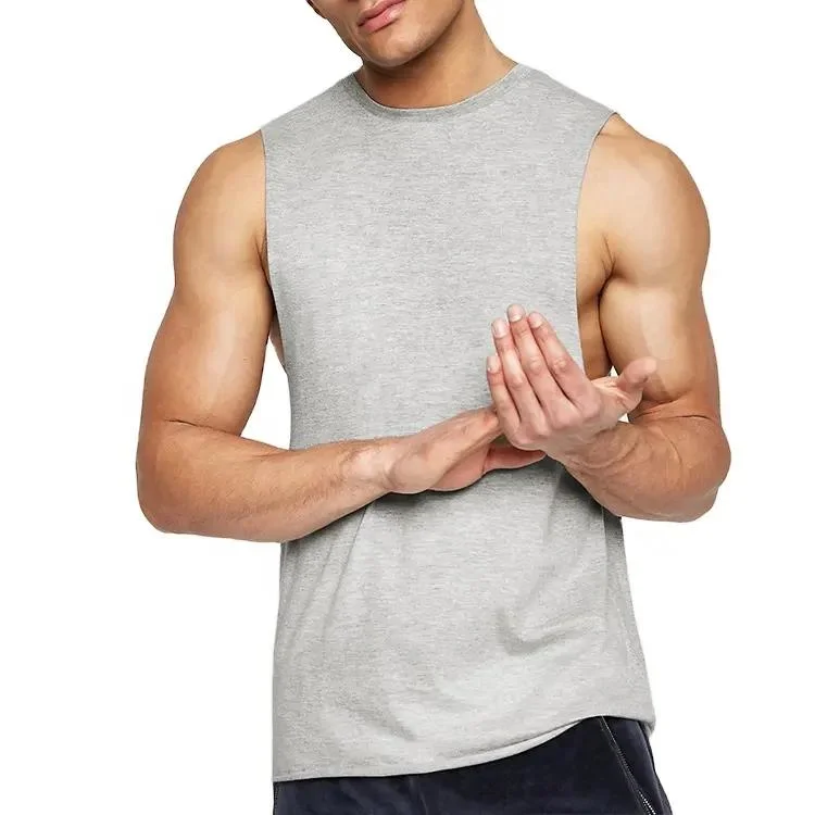 Summer Casual Round Neck Sleeveless 100% Cotton Plus Size Men's Tank Tops