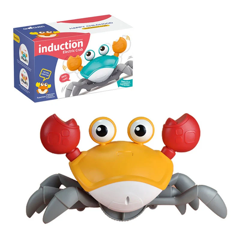 Cute Electric Interactive Walking Moving Baby Infant Animal Sensing Induction Dance Runaway Escape Crawling Crab Toy with Music