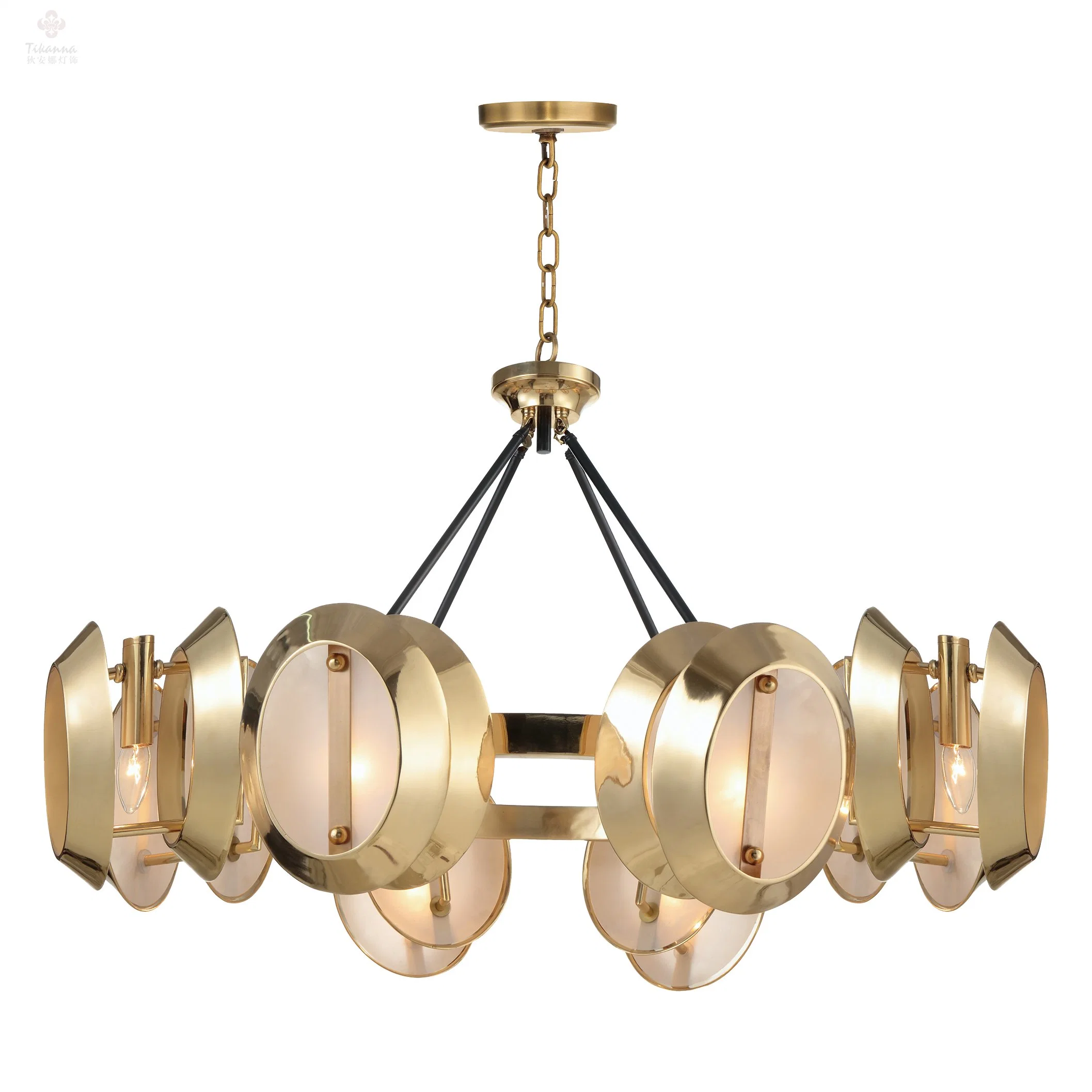 Grand salon contemporain en bronze laiton moderne, luminaire LED