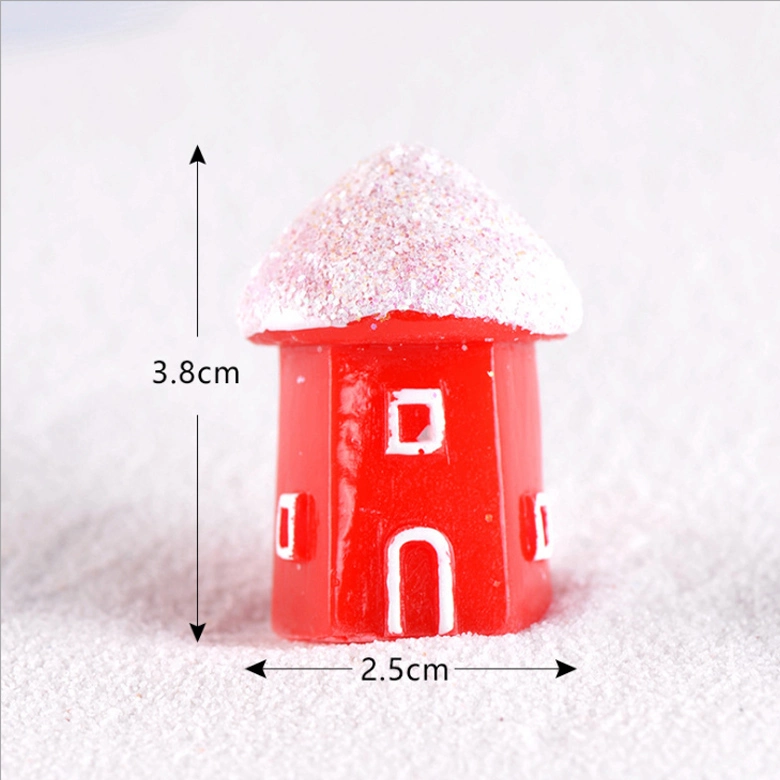 Creative Christmas Decoration Resin Accessories Simulation Snow Landscape Candy Red Cake House Resin Craft Gifts