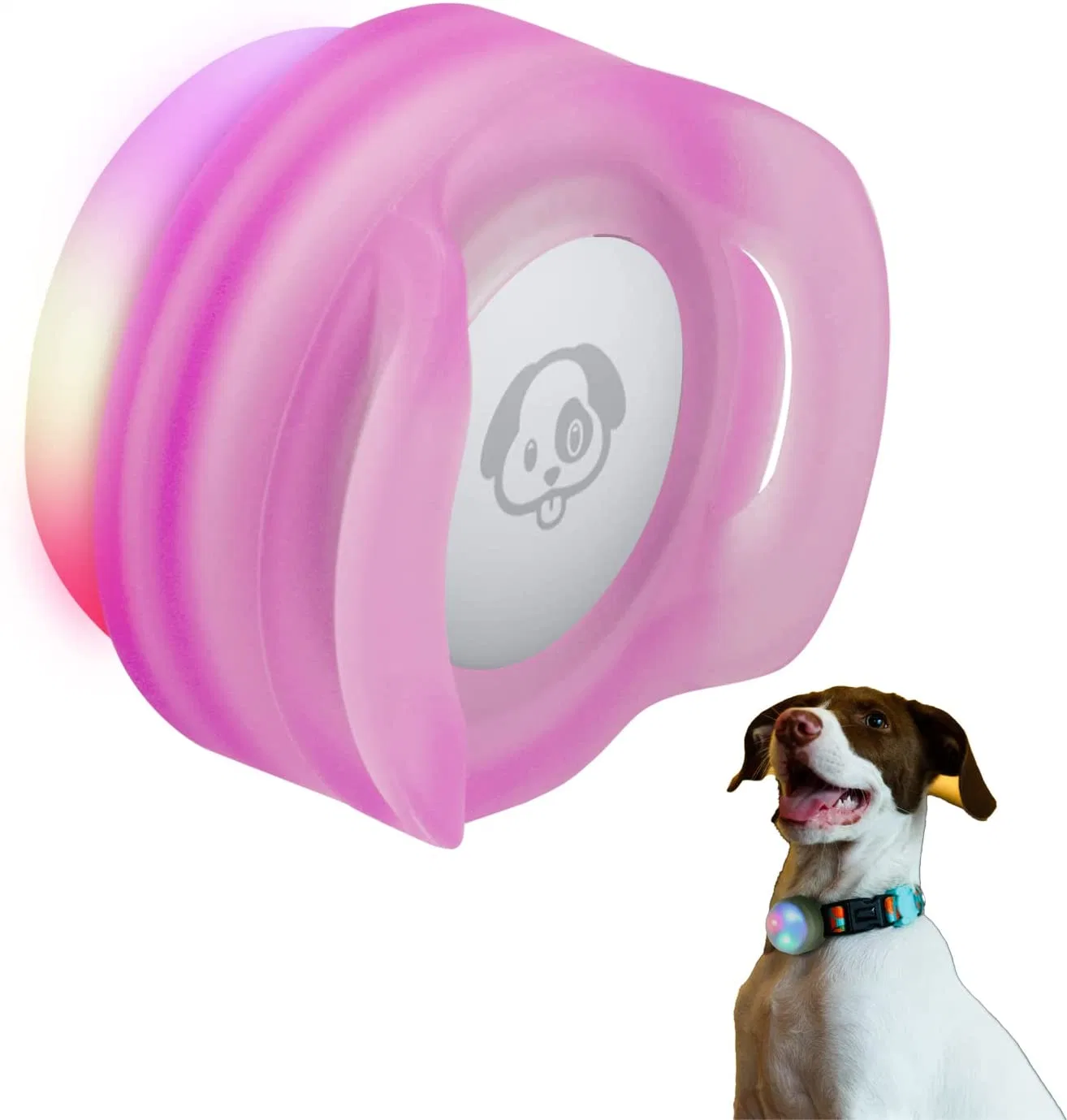 Soporte de collar de perro Airtag LED de silicona antiperdida para seguridad nocturna