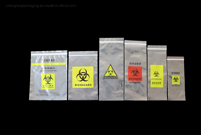 3 Wall Plastic Specimen Biohazard Ziplock Zipper Packaging Bag