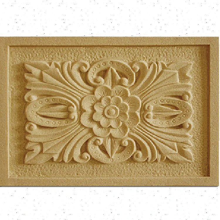 Yellow Stone Relief Flower Sculpture Rectangle Decoration