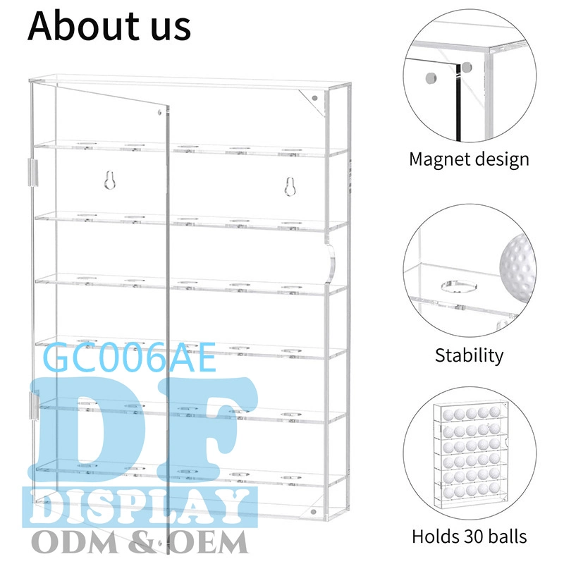 Acryl Golf Ball Display Case Wall Mount Golf Ball Display Rack Cabinet Golf Ball Holder