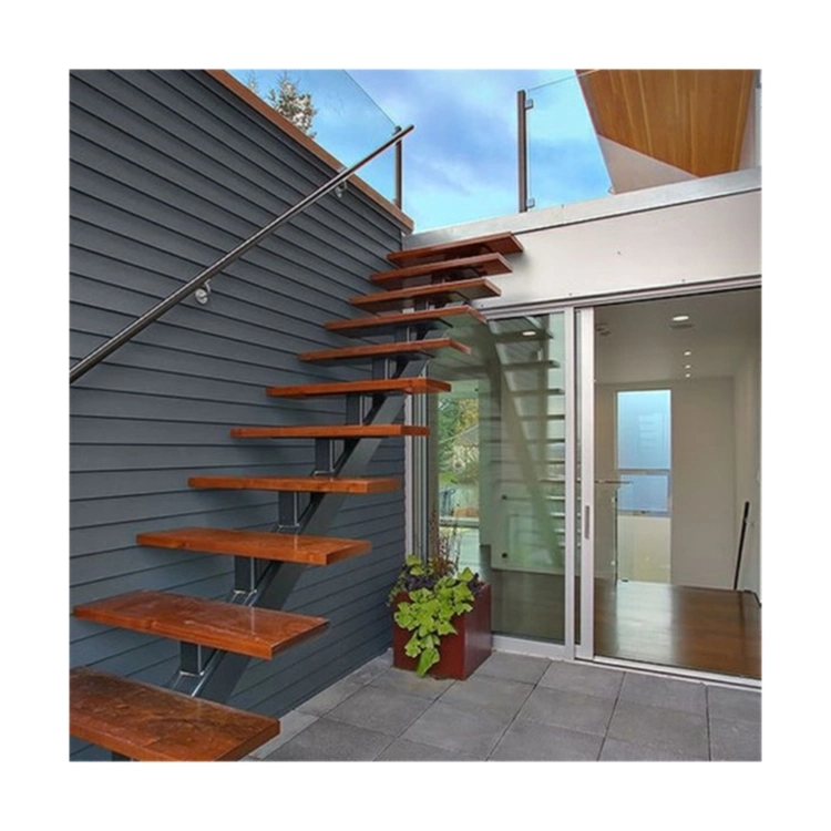 Escalera recta decoración interior personalizada escalera de carrilar caliente Venta vidrio Escalera de vidrio de clavado