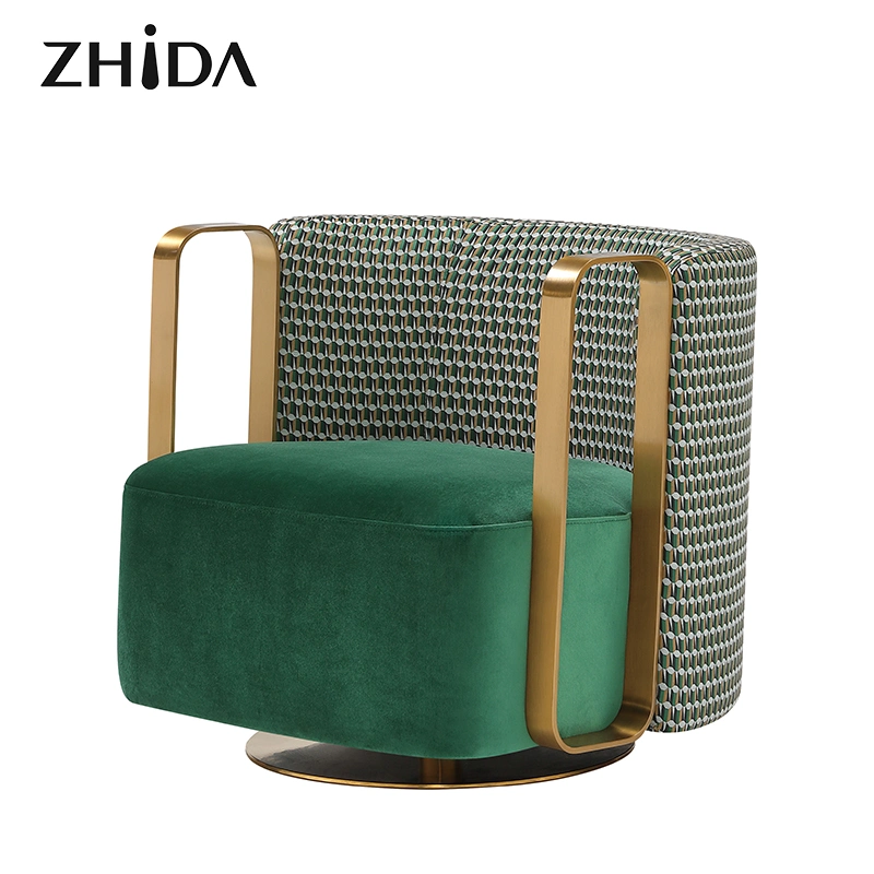 Design italiano Zhida estilo luxuoso mobiliário residencial moderna sala de estar cadeira sofá individual sotaque Lazer cadeira giratória