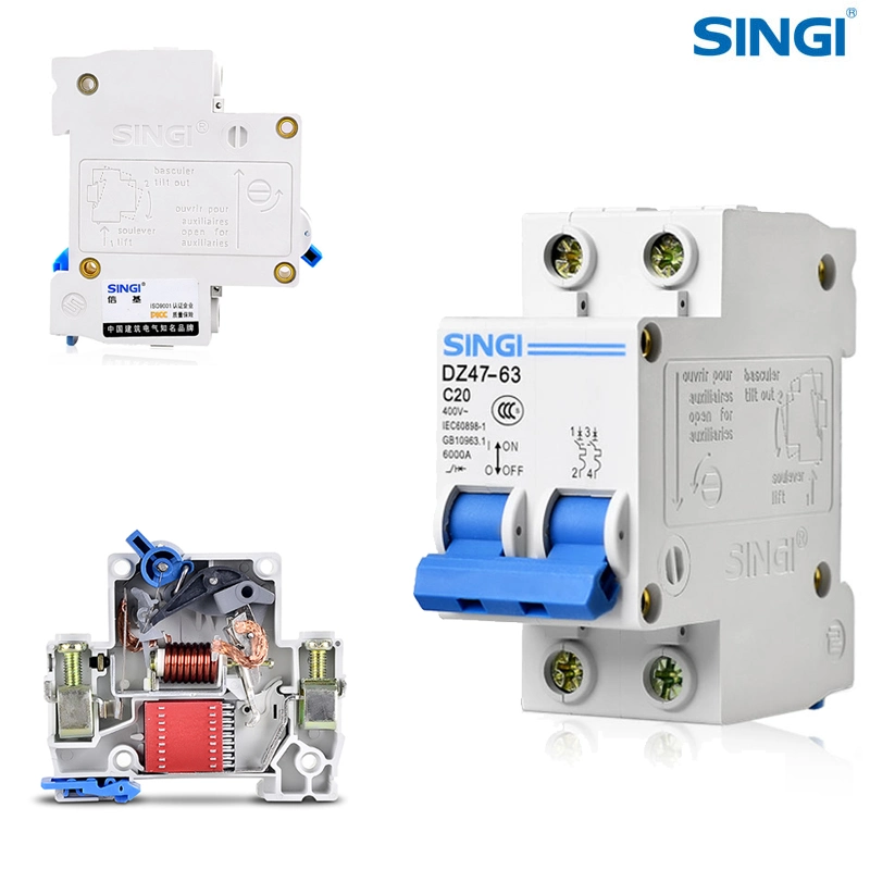 Overcurrent Protection Electronic Electrical Single Phase MCB Current Miniature Circuit Breaker with CB Manufacture Dz47-63