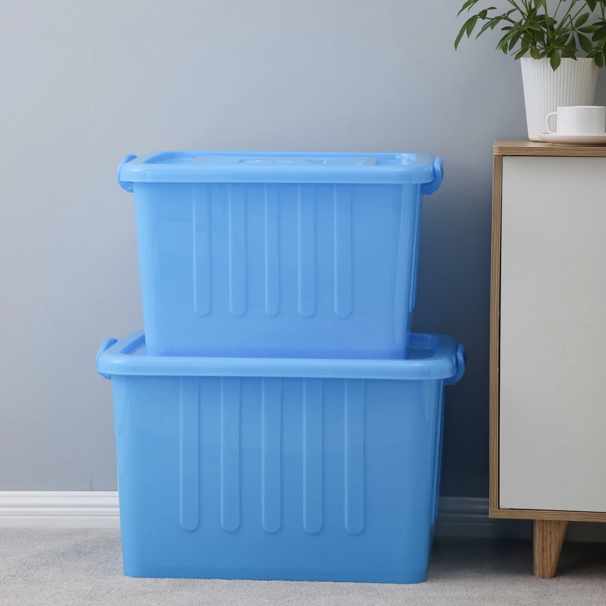 Caixa de vestuário de organização doméstica de várias dimensões armazenamento doméstico utilizar recipiente de plástico Com tampas