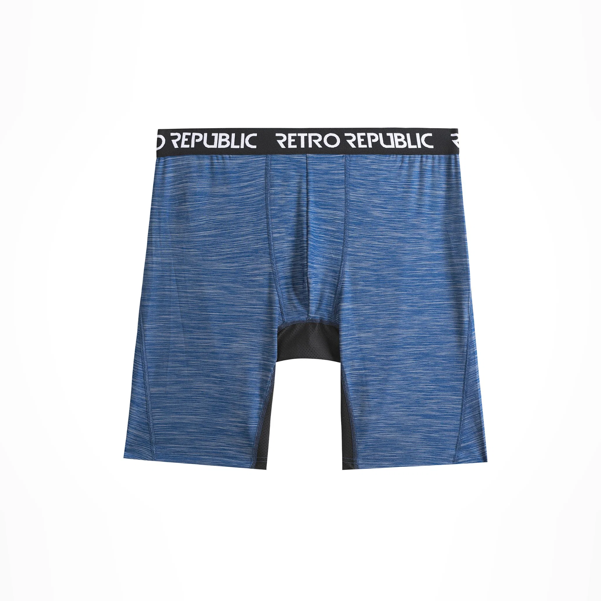 2023 Basic 2 PCS Polyester Grey Melange & Blue Melange Comfortable Smooth Breathable Wicking Men Long Boxer with High quality/High cost performance Black Wide Logo Printed Elastic