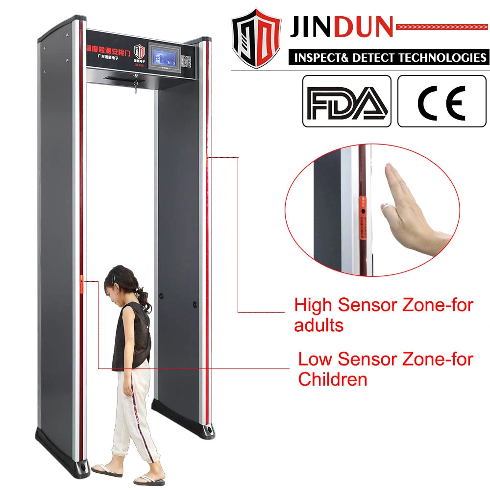 La función de detección de metales escáner automático de temperatura del cuerpo de la puerta de caminar a través de