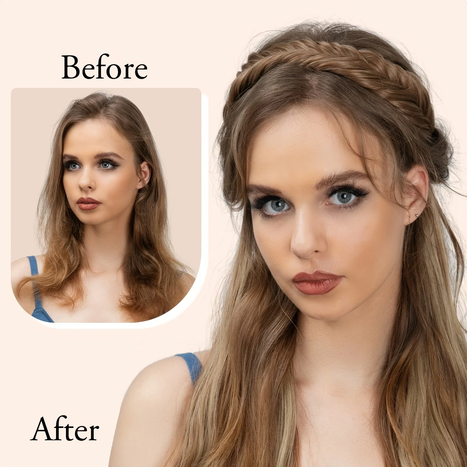 Handmade Braided Headband Adjustable Headwear Headband Braided Hair Wig for Female Wig Natural Hair