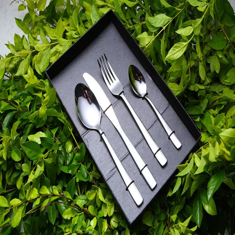 Silver Stainless Steel for Home Kitchen and Tableware, 4 Piece Stainless Steel Flatware Set Including Fork Spoons Knife Cutlery Esg11897
