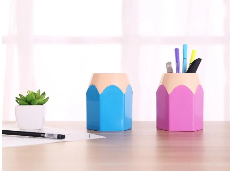 Multi Purpose Use Desk Pencil Pattern Plastic Pen Pencil Pot Holder Container
