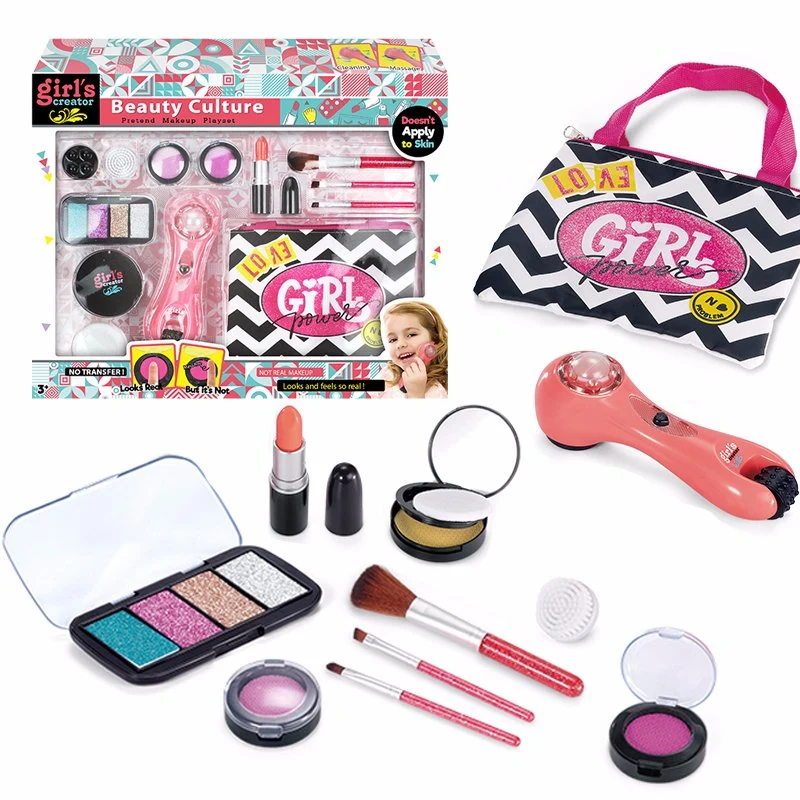 Makeup Set Beauty Bar Buggy Bag Makeup Brushes Toys Blusher Lipstick Eyeshadow Compact Make-up for Children Play House Toys Girl