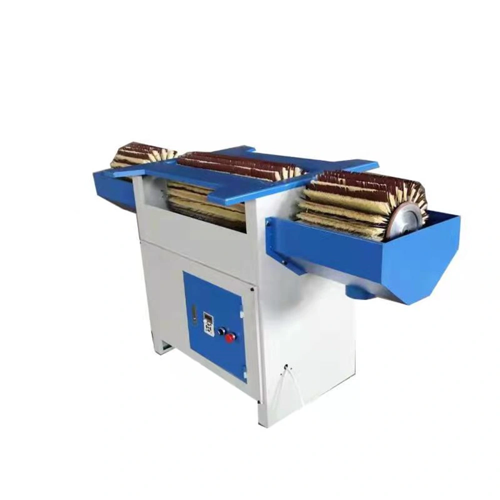 3 Heads Manual Woodworking Wood Wooden Profile Crafts Brush Polishing Drum Edge Sanding Brusher Polisher Grinding Machine Sander CE