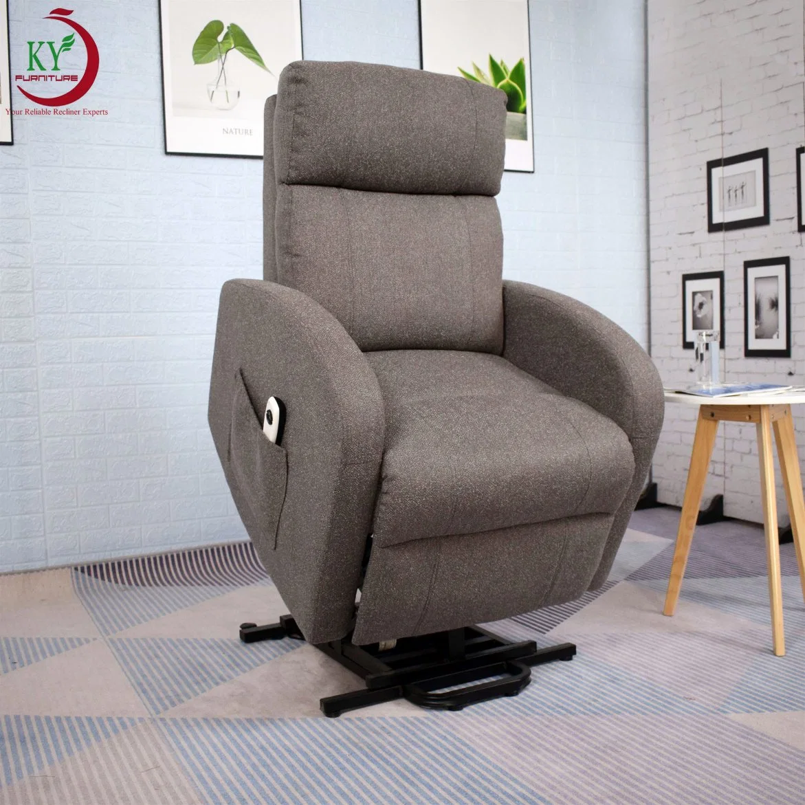 Geeksofa modernes Design Stoff Zero Gravity Power Lift Stuhl mit Dual-Okin-Motor