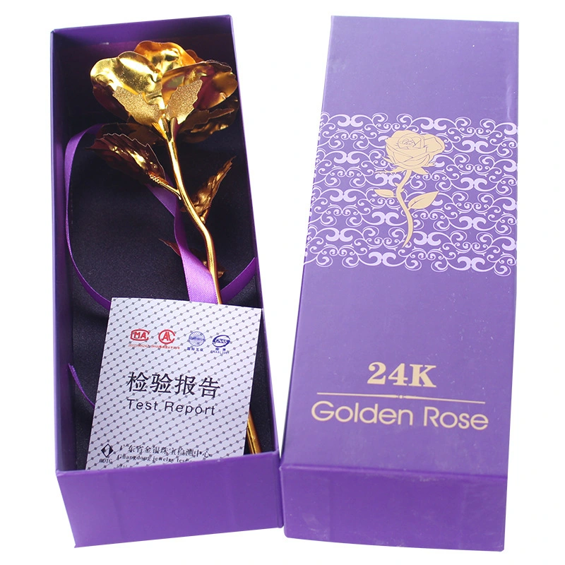 Plastic 24K Gold Foil Plated Galaxy Rose LED Flower for Valentines Gift