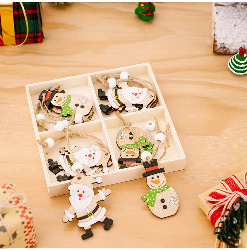 Christmas Decorations Christmas Season Wooden Box Angel Old Man Tree Hanging Holiday Wooden Hanging Jewelry