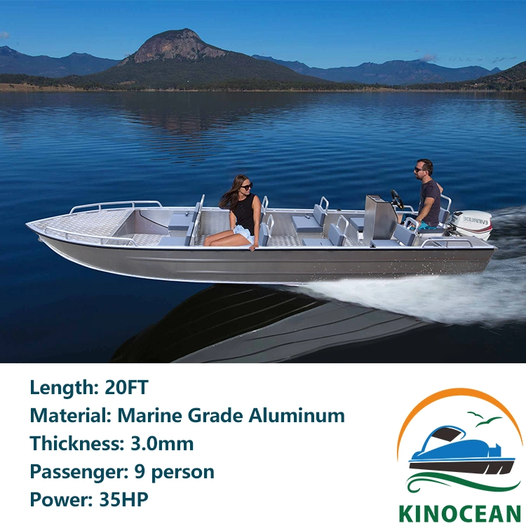 Kinocean 6mm V Hull Comercial Embarcadero de aluminio Pesca de pasajeros Barco a la venta