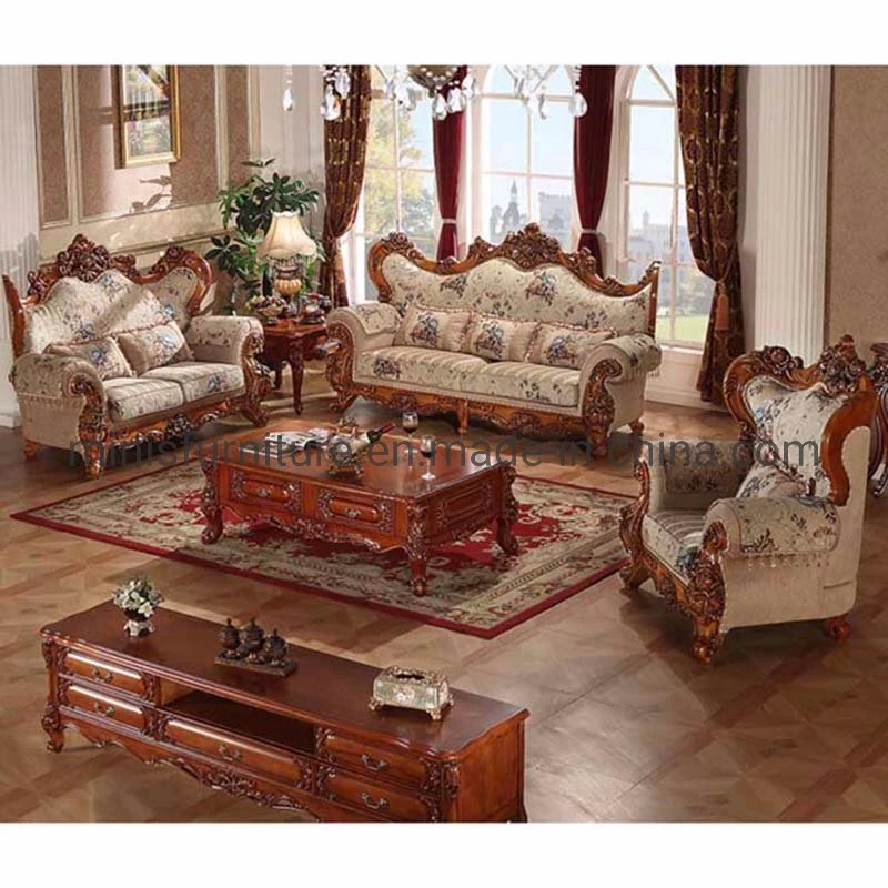 (MN-SF79) Französisch Klassisches Heim Wohnzimmer/Hotel Lounge Möbel Holz Stoff Sofa-Set