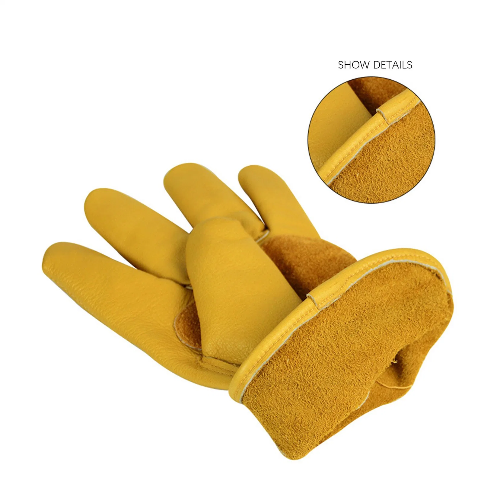 Yellow Top Layer Cowhide Leather Gardening Work Driver Handling Labor Protection Safety Hand Gloves