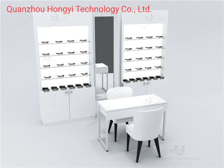 Customized Fashion Optical Shop Display Furniture Retail Price High End Floor Standing Wooden Standing Sunglass Display