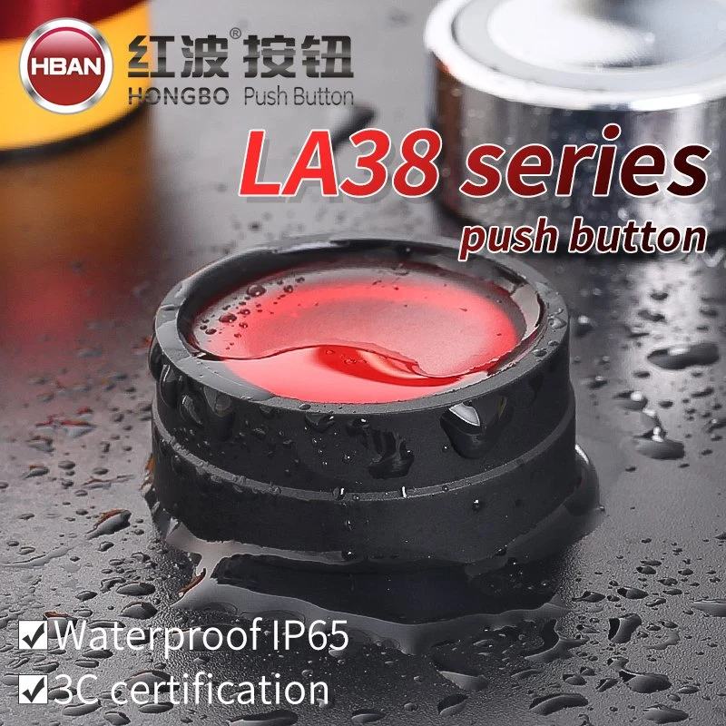 China Manufacturer La38 Sereis 22mm Waterproof IP65 1no1nc Plastic Switch No Nc Push Button