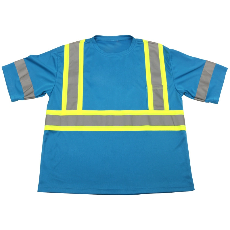 precio de fábrica tráfico del aeropuerto Seguridad en carreteras Camisetas de seguridad con corto Mangas Guardia ropa de trabajo Camiseta de seguridad reflectante para hombre