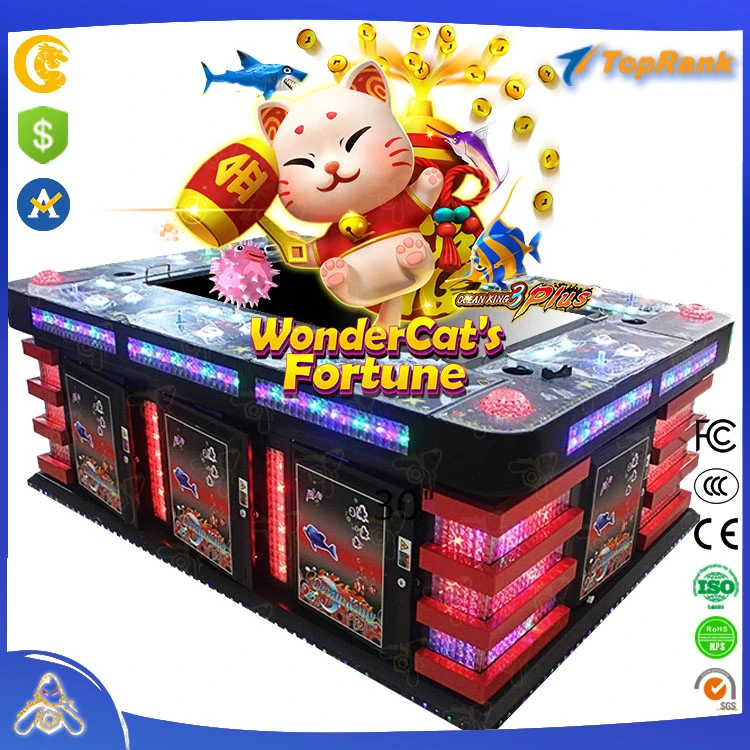 2023 Popular la celebración de 55 pulgadas de alta Crazy Arcade Metal Juegos de Casino juego Gabinete 8 Player Fish Hunter máquinas Tabla Wonder Cat's Fortune
