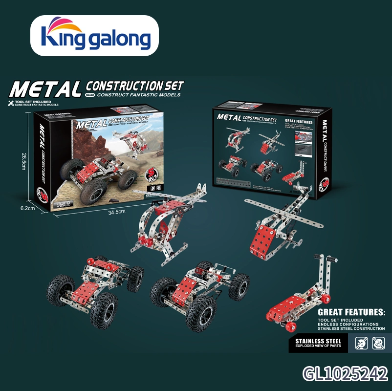 Crianças 287PCS montar o carro de corridas de blocos de construção de quebra-cabeças de metal 3D Modelo dos brinquedos