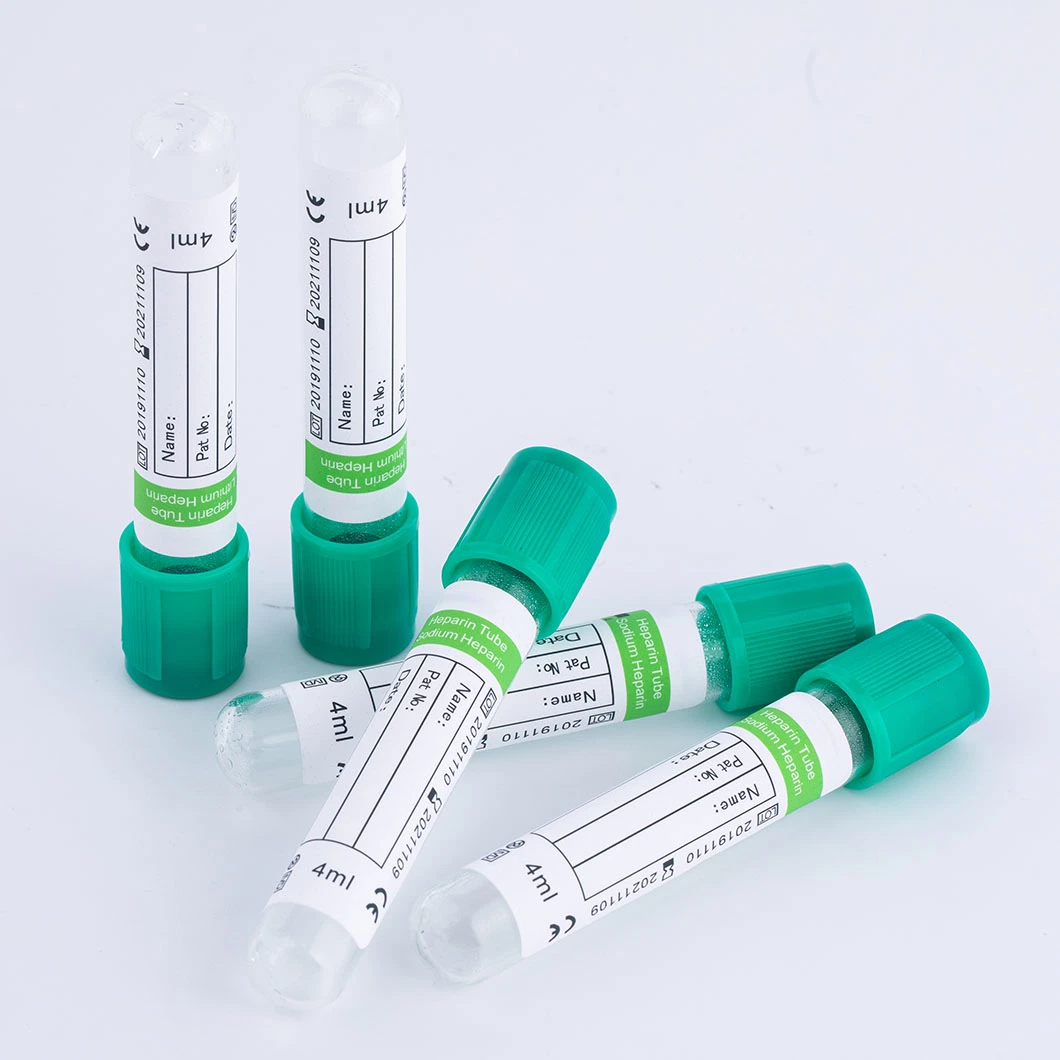 Disposable Collect Blood Vessels Green Vacuum Blood Collection Lithium Heparin Tube