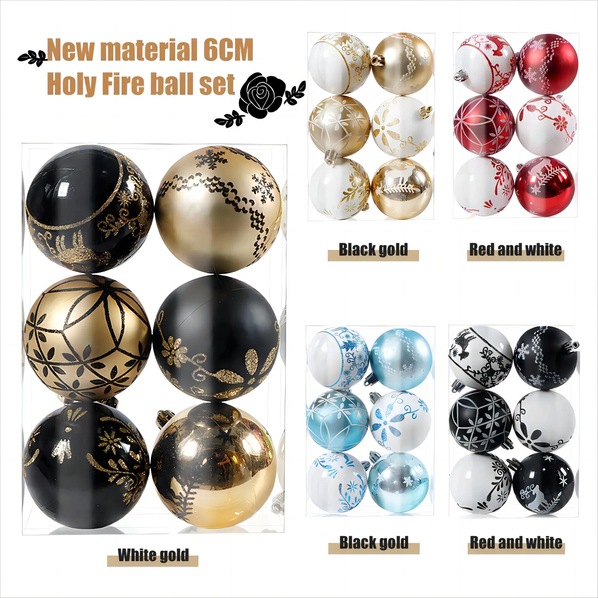 New Christmas Product 6 PC Electroplating Painting Christmas Ornament Balls Set Christmas Decorations