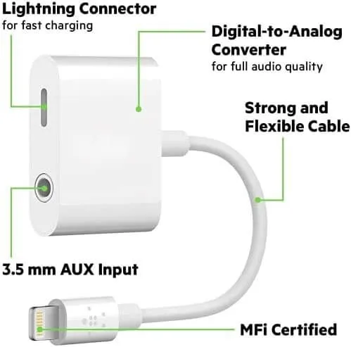 Audio Adapter for The 3.5mm Headphone Jack and Charger Splitter