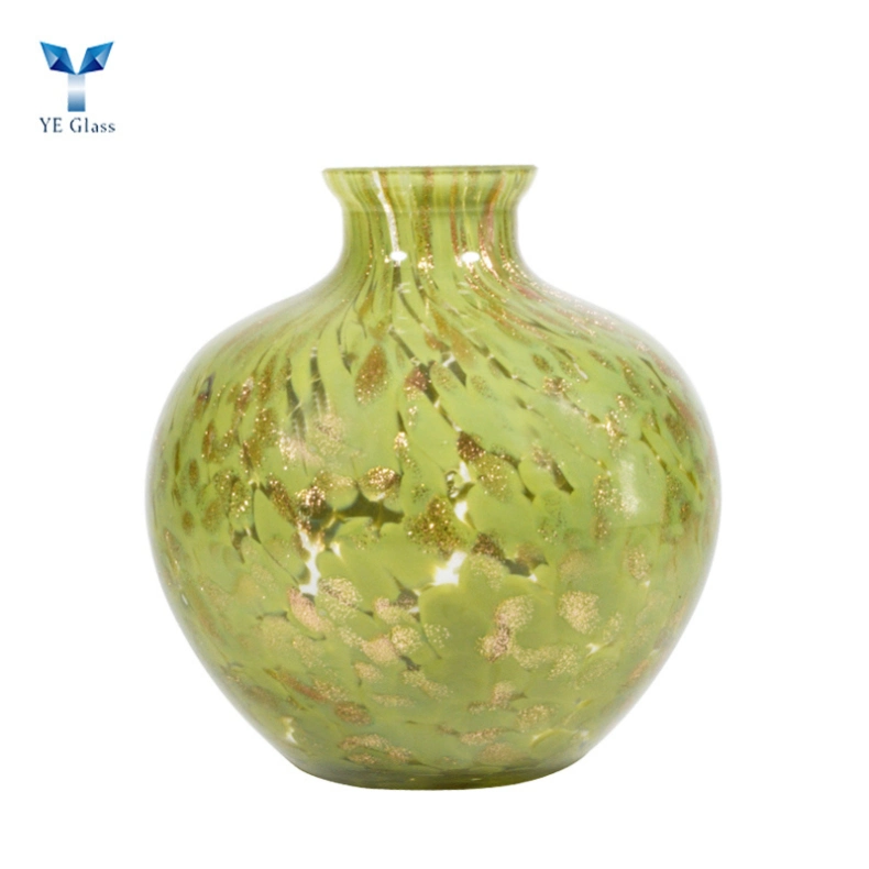 Blown Glass Flower Vase Morden Art Green Glass Vases for Home Decor