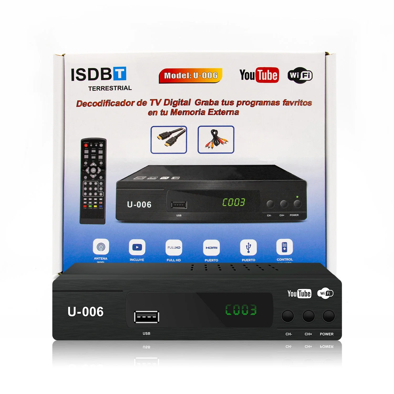 Stock Junuo Full HD ISDB T Apoyo receptor HDMI de Verificación de Youtube