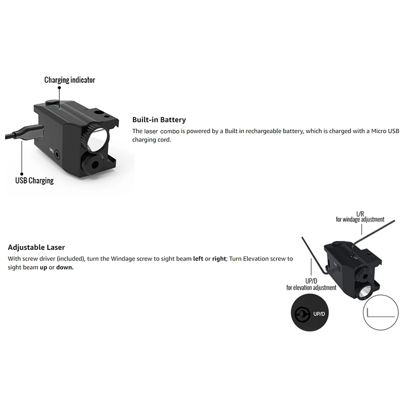 Compact Using Type-C Charging Hunting Blue Laser Sight Compact Laser Sight and Flashlight Mount