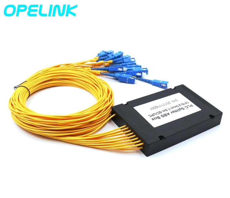 Fiber Optic Cable Gpon Telecommunication 1X16 Plastic Box PLC Splitter Sc/Upc